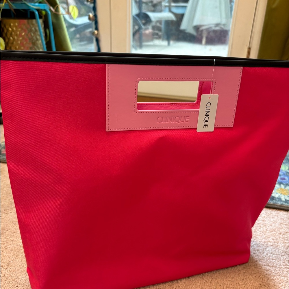 Clinique Pink Tote with Black Trim